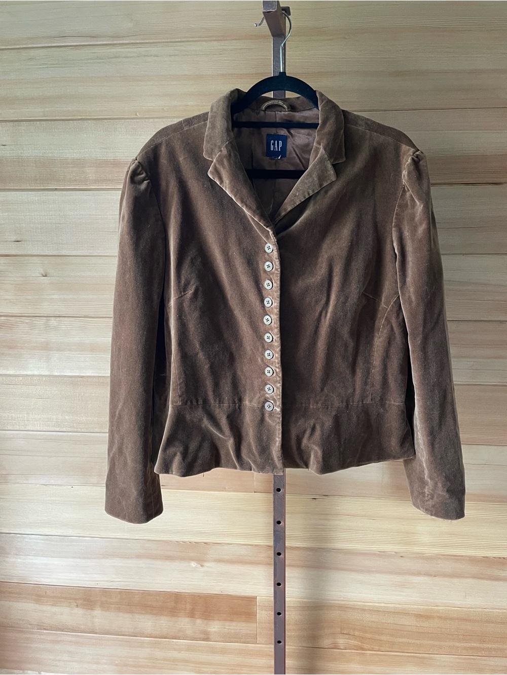 GAP Brown Velvet Like Button-Front Blazer Jacket